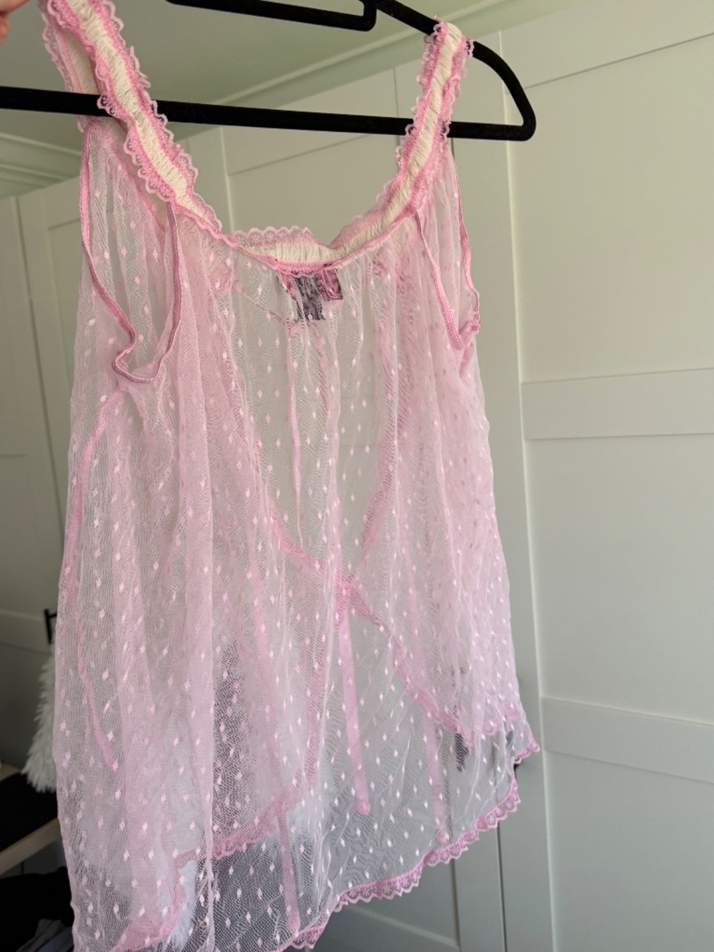 La SENZA pink ruffled polka-dot lace lingerie slip - Picture 8 of 9